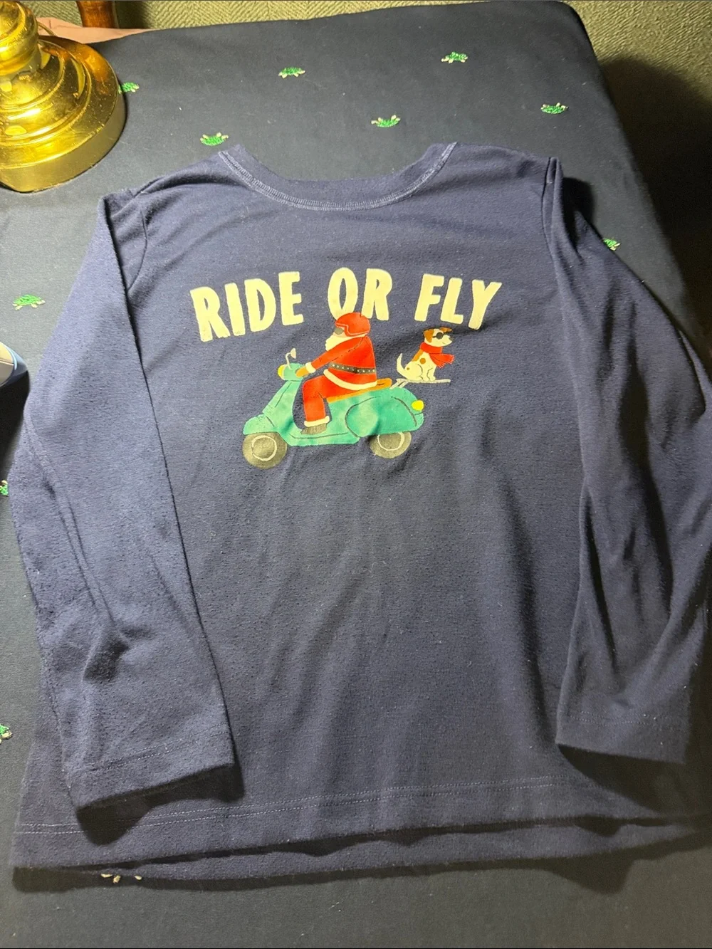 Old Navy Navy Long-Sleeve Tee with Scooter Graphic